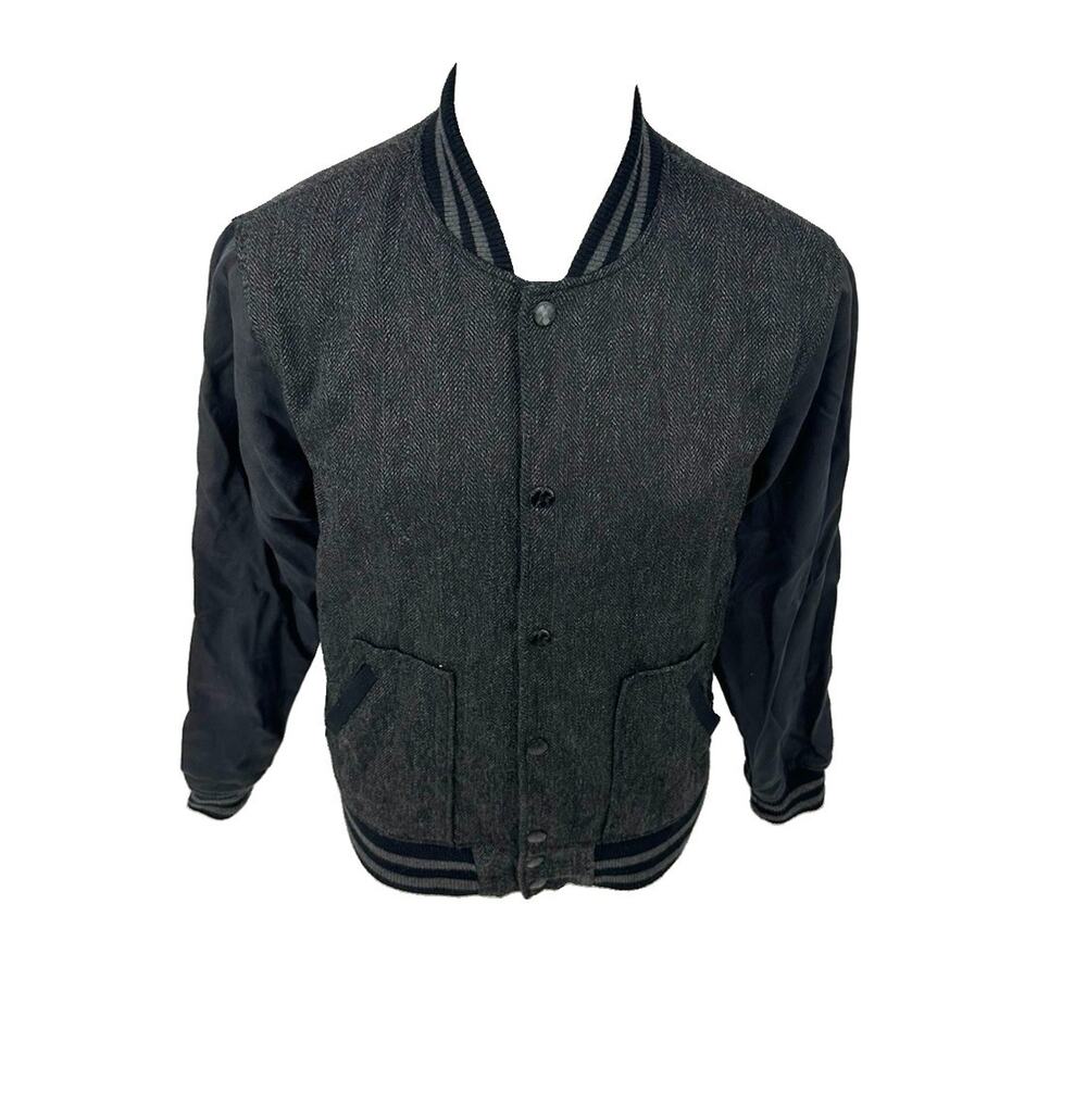 Kane & Unke Large Men Bomber Varsity Snap Down Jacket Wool Blend Lined B26v